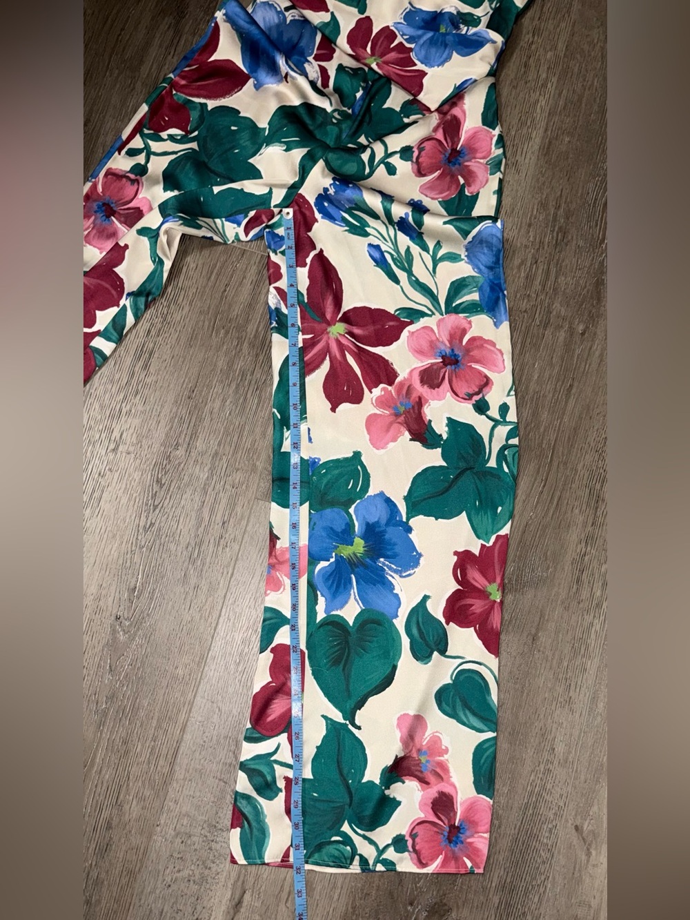 NWT Zara Cream Wide-Leg Jumpsuit with Blue, Pink & Green Floral Print - Picture 10 of 13